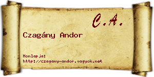 Czagány Andor névjegykártya